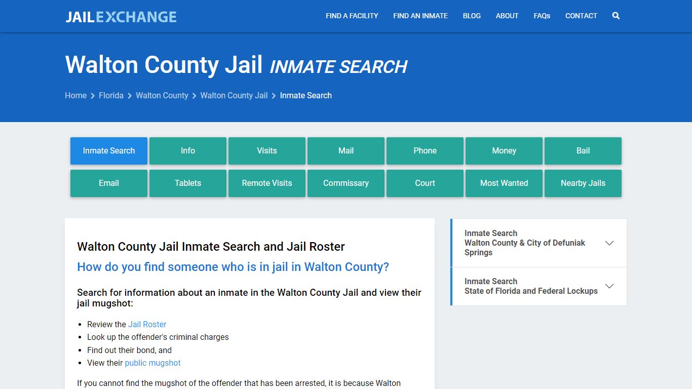 Inmate Search: Roster & Mugshots - Walton County Jail, FL