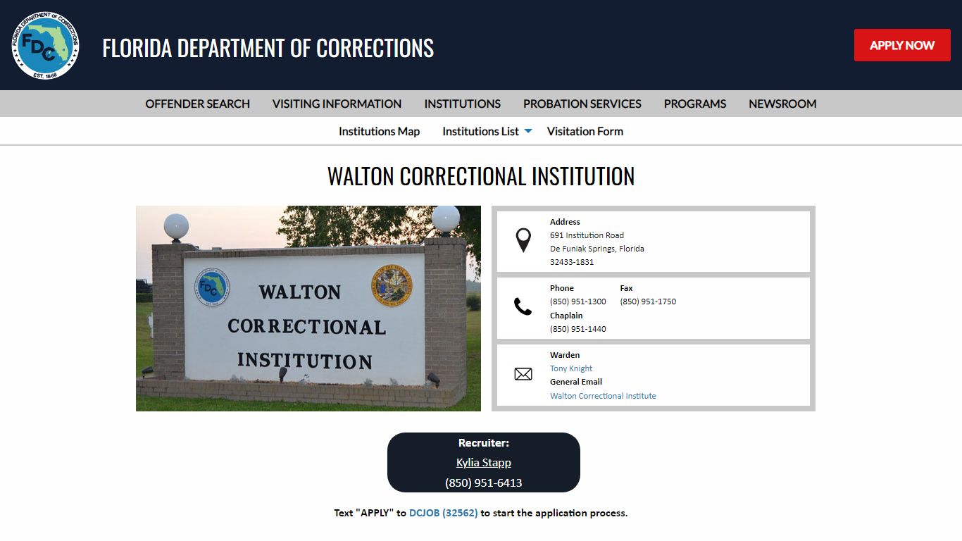 Walton Correctional Institution -- Florida Department of Corrections
